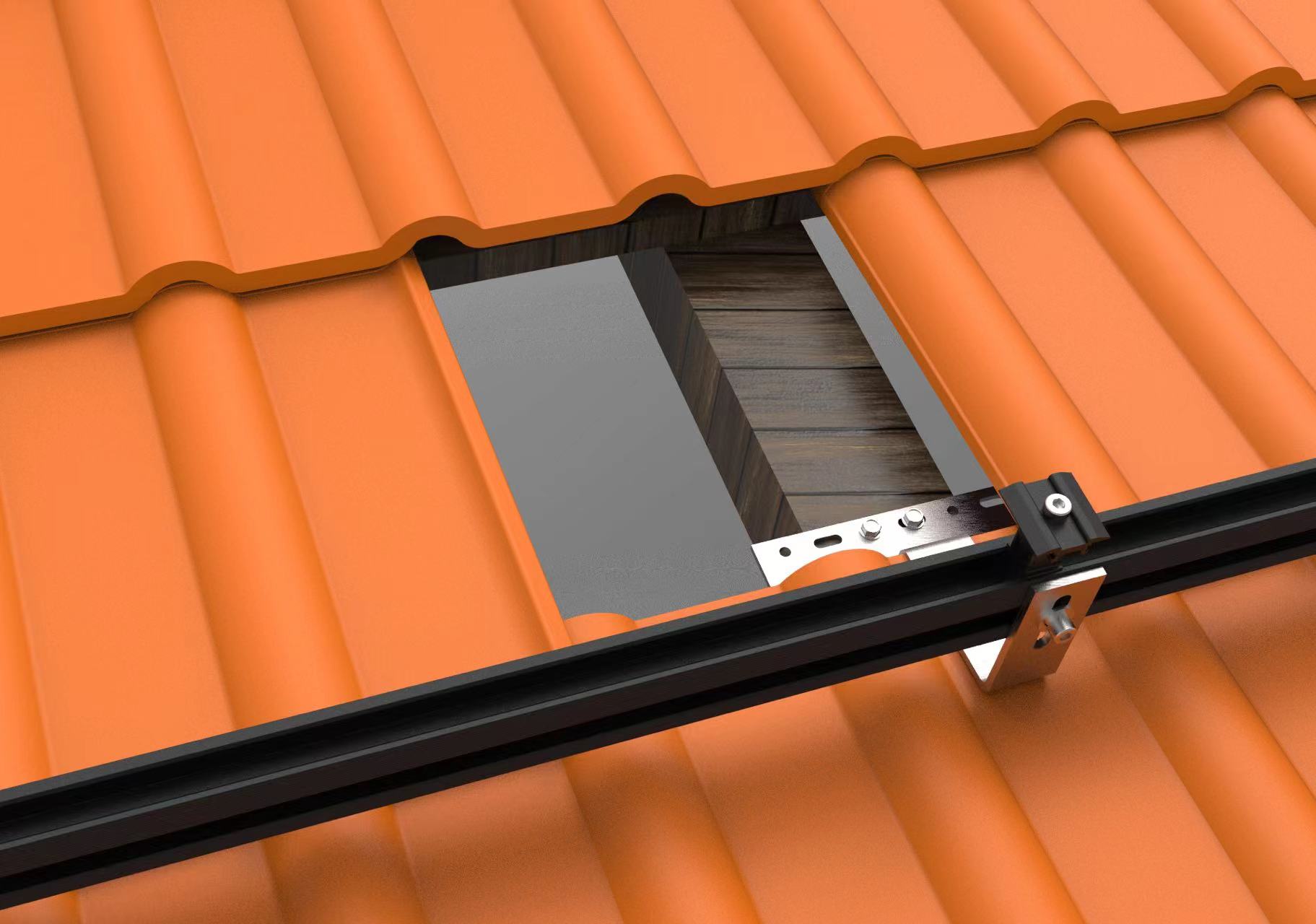 Robuste Profilschiene für Dachpfanneninstallation - 240 cm - Schwarz