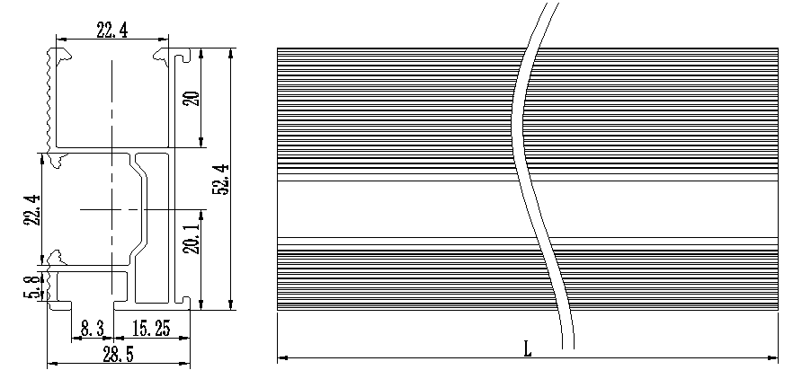 Robuste Profilschiene für Dachpfanneninstallation - 125 cm - Schwarz